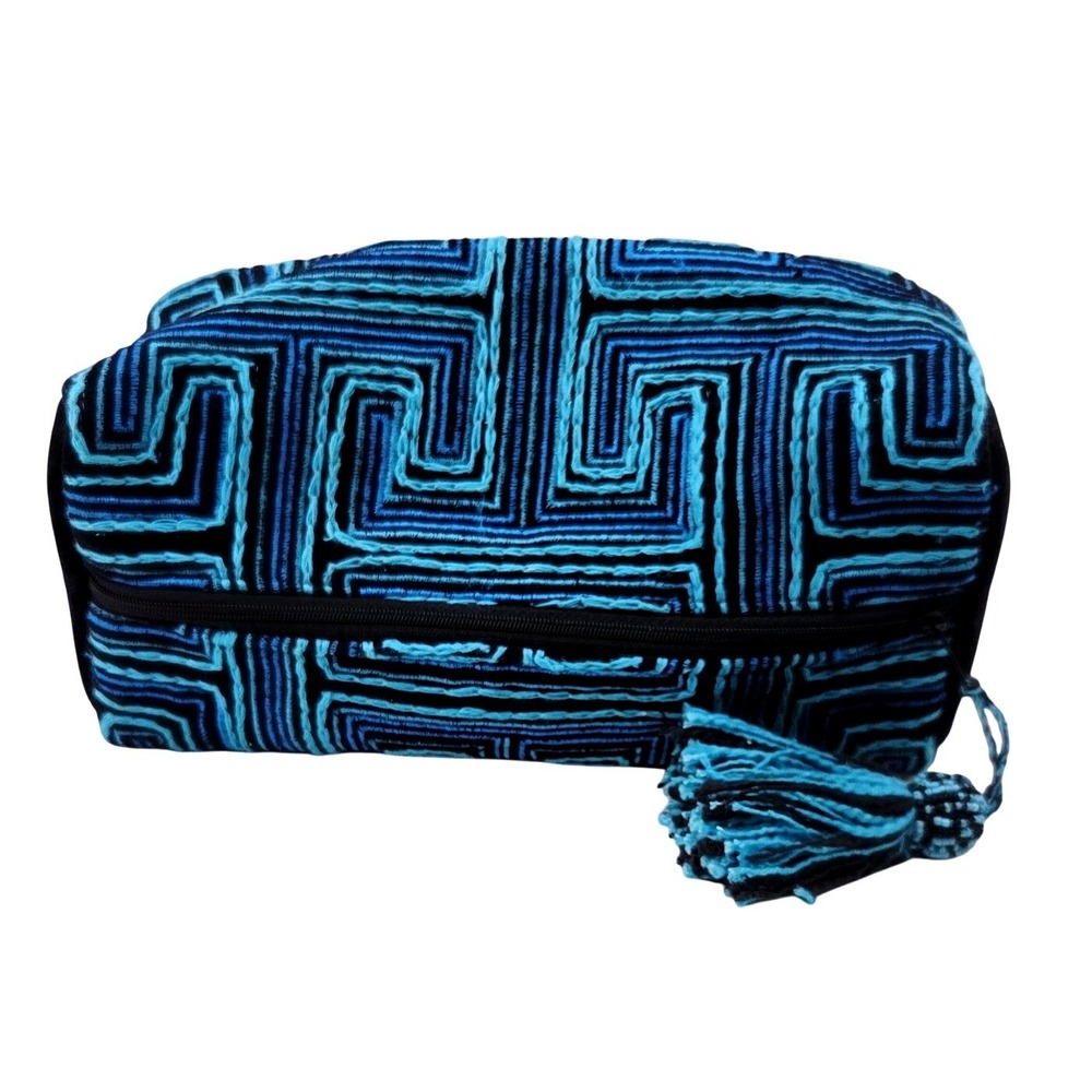 Large‎ Embroidered Geometric Designed Toiletry Bag - Size 10x4x4